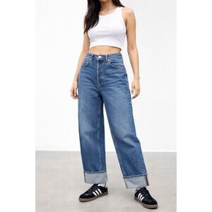 Universal Thread Women's 90s Baggy Jeans High Rise Cuffed 10R Blue Y2K Revival